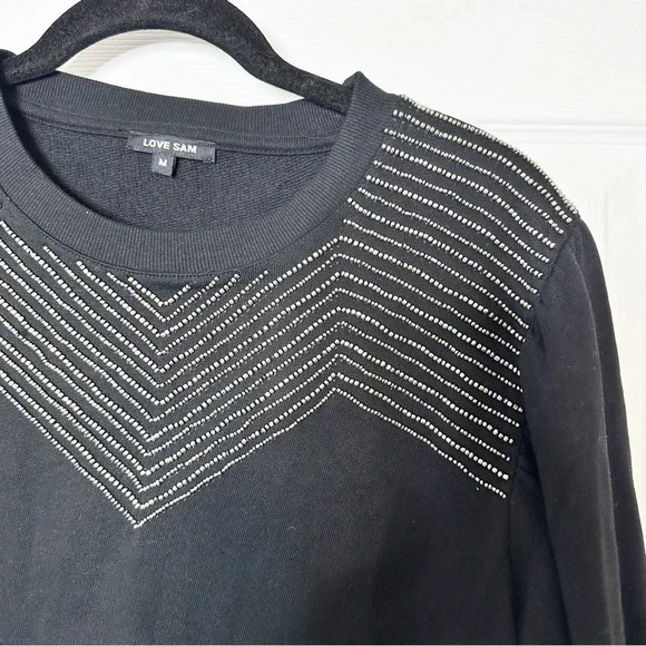 LOVE SAM Sweater‎ Beaded Split Sleeve Crew Neck Size Medium - Picture 2 of 5